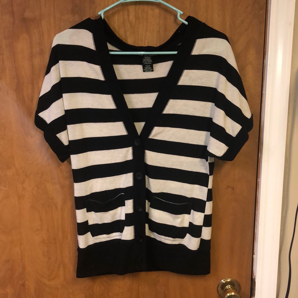 Medium One Clothing Striped Button Down Sweater